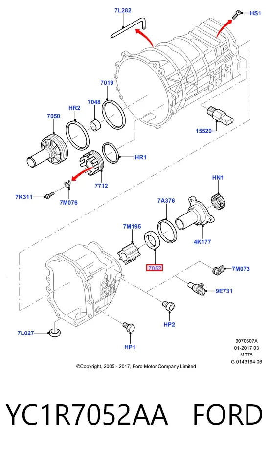 Bucim da Caixa Automática de Mudança (de árvore de saída/secundária) YC1R7052AA Ford