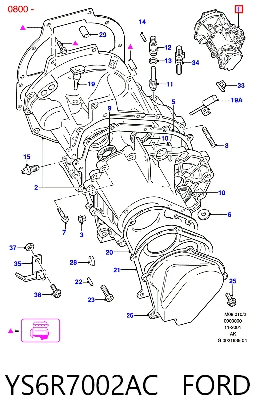 Caixa de Mudança montada (caixa mecânica de velocidades) YS6R7002AC Ford