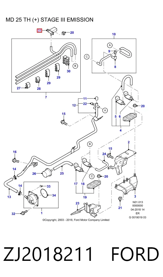 Sensor de pressão de supercompressão ZJ2018211 Ford