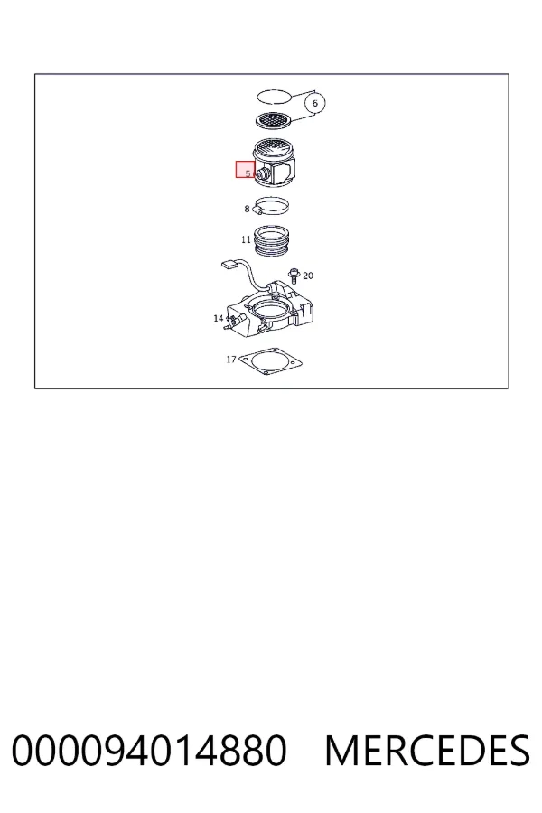 Sensor de fluxo (consumo) de ar, medidor de consumo M.A.F. - (Mass Airflow) 000094014880 Mercedes