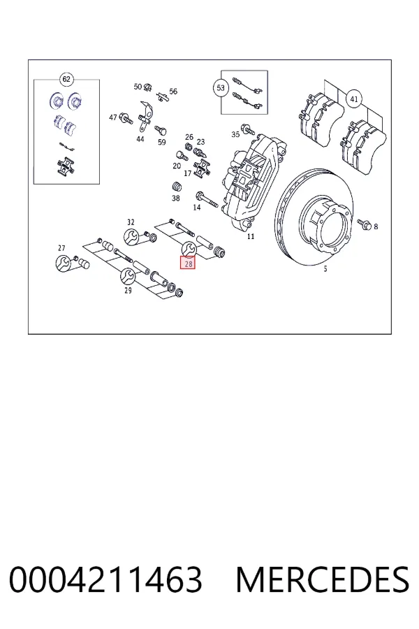 Kit de reparação de suporte do freio dianteiro 0004211463 Mercedes