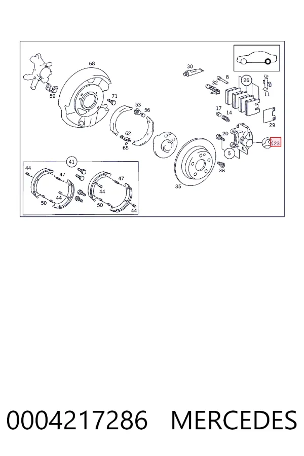 Kit de reparação de suporte do freio traseiro 0004217286 Mercedes
