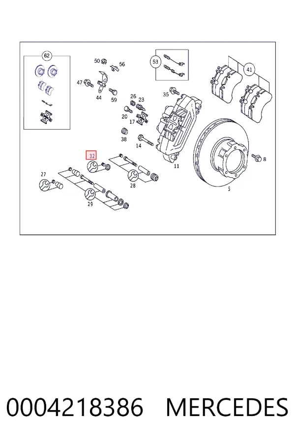 Guia de suporte dianteiro 0004218386 Mercedes