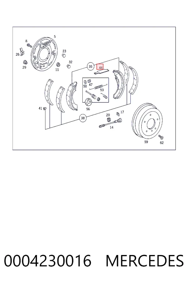 Kit de montagem das sapatas traseiras de tambor 0004230016 Mercedes