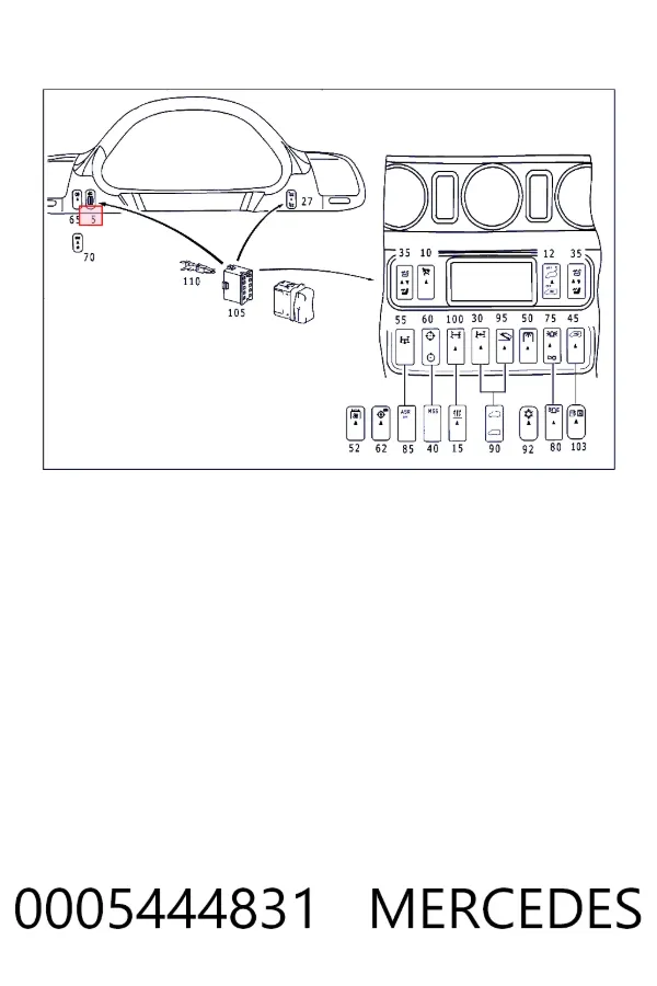 Botão (regulador) de corretor das luzes 0005444831 Mercedes