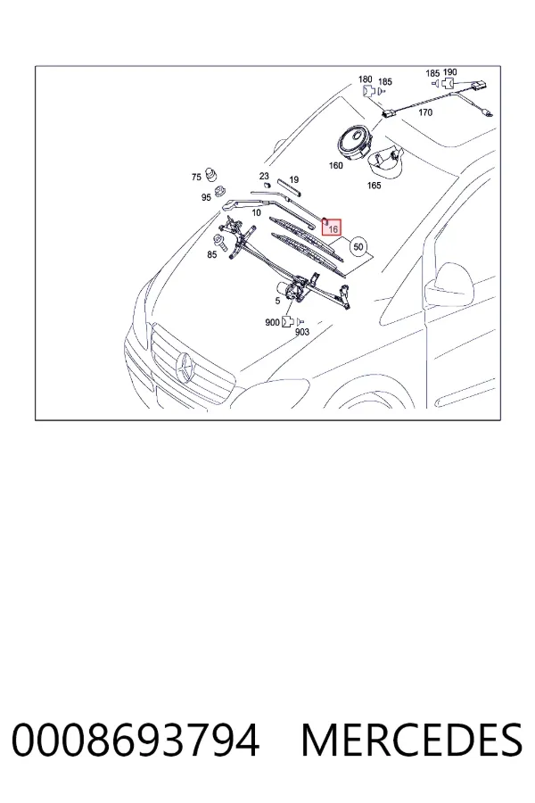 Mangueira de fluido para lavador de pára-brisas 0008693794 Mercedes