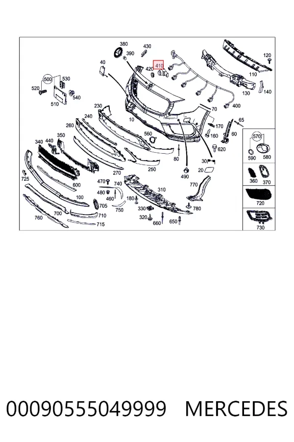 Sensor de sinalização de estacionamento (sensor de estacionamento) dianteiro/traseiro central 00090555049999 Mercedes