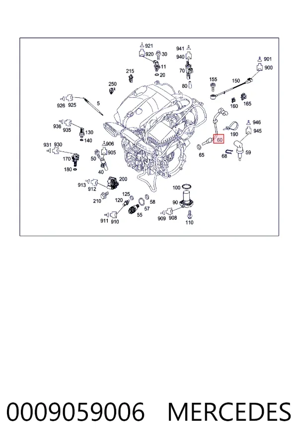 Sensor de temperatura dos gases de escape (GE), antes de turbina 0009059006 Mercedes