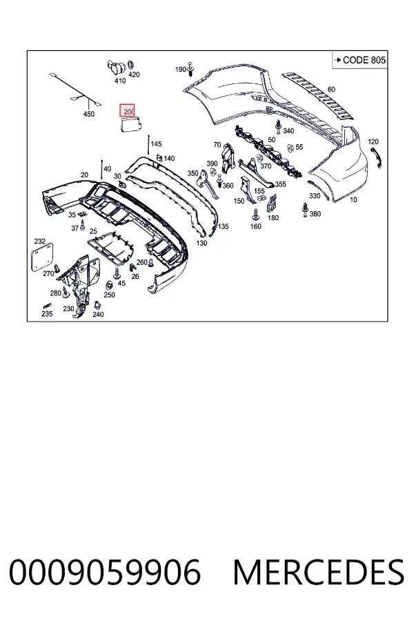 Sensor de radar de distância 0009059906 Mercedes