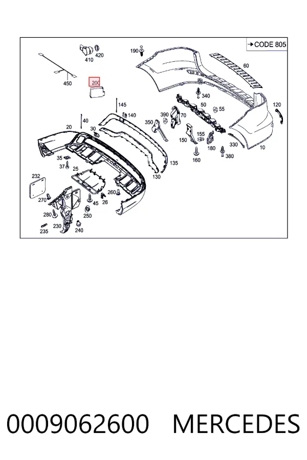 Sensor de radar de distância 0009062600 Mercedes