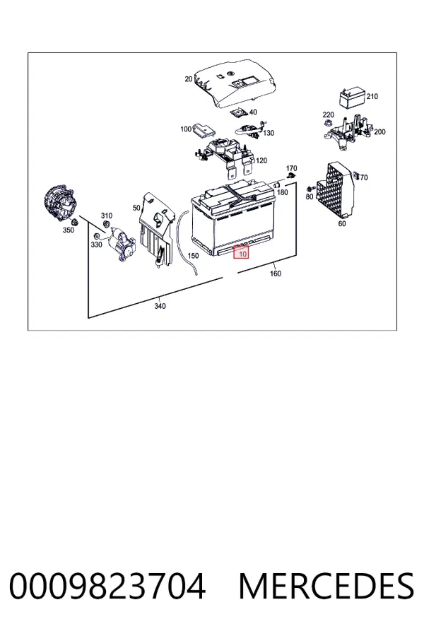 Bateria recarregável (PILHA) 0009823704 Mercedes