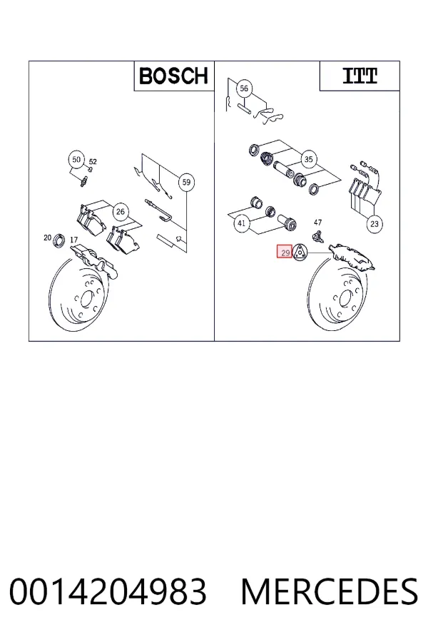 Kit de reparação de suporte do freio traseiro 0014204983 Mercedes