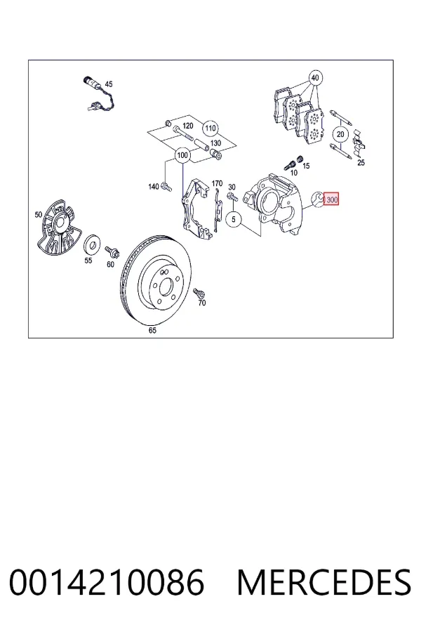 Kit de reparação de suporte do freio dianteiro 0014210086 Mercedes