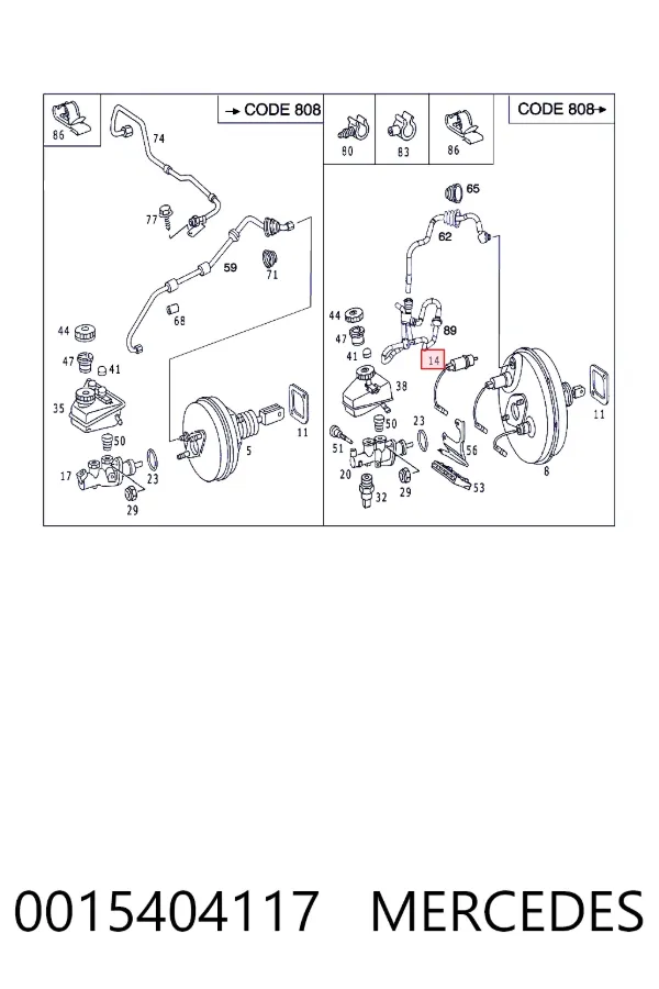 Sensor BAS, de impulsionador de vácuo dos freios 0015404117 Mercedes