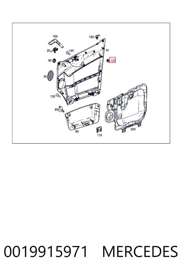 Cápsula (prendedor) de fixação de revestimento da porta 0019915971 Mercedes