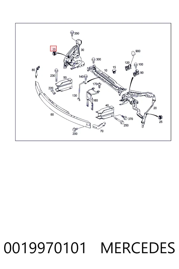 Consola (adaptador) de fixação das luzes dianteiras 0019970101 Mercedes