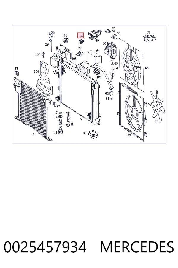 Sensor de temperatura do fluido de esfriamento (de ativação de ventilador do radiador) 0025457934 Mercedes