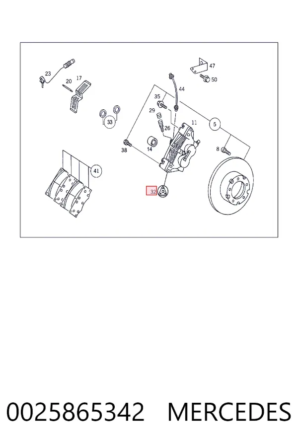 Kit de reparação de suporte do freio dianteiro 0025865342 Mercedes