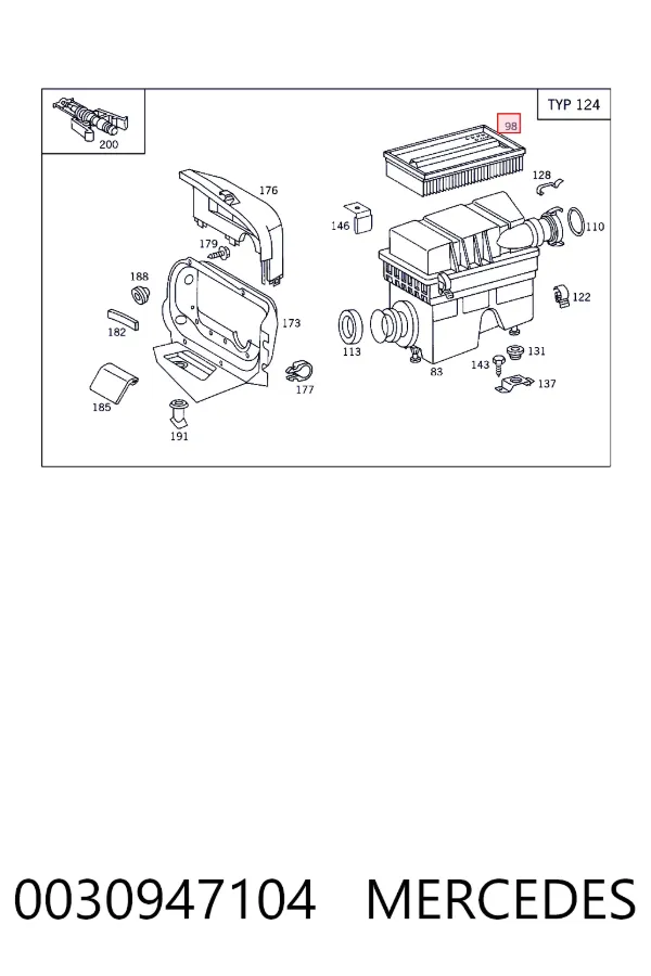 Filtro de ar 0030947104 Mercedes