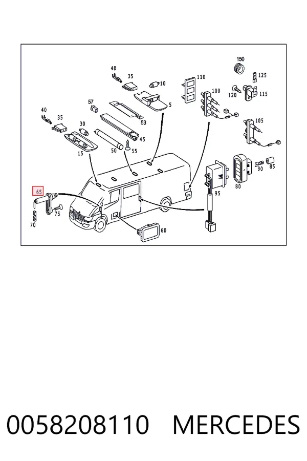Sensor de fechamento de portas (interruptor de fim de carreira) 0058208110 Mercedes