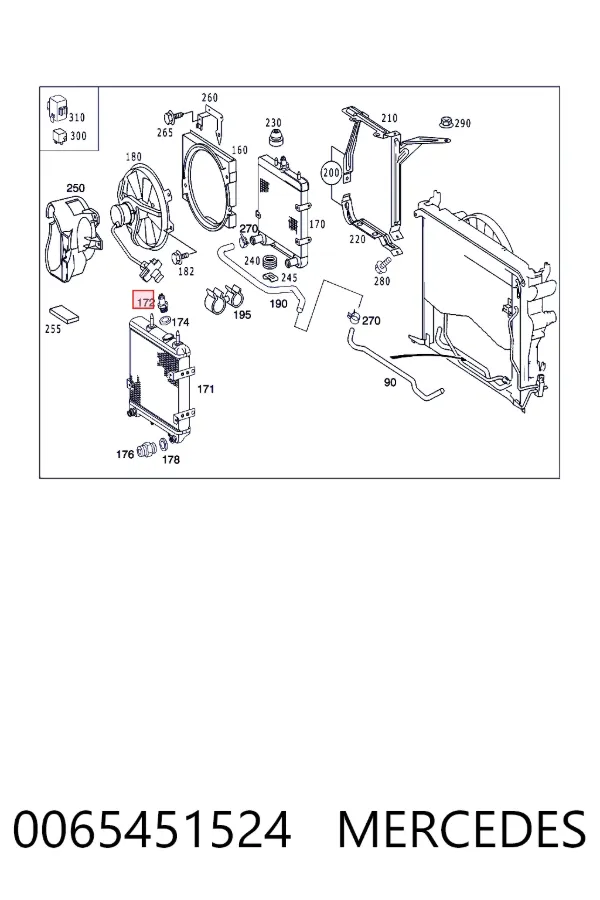 Sensor de temperatura do fluido de esfriamento (de ativação de ventilador do radiador) 0065451524 Mercedes