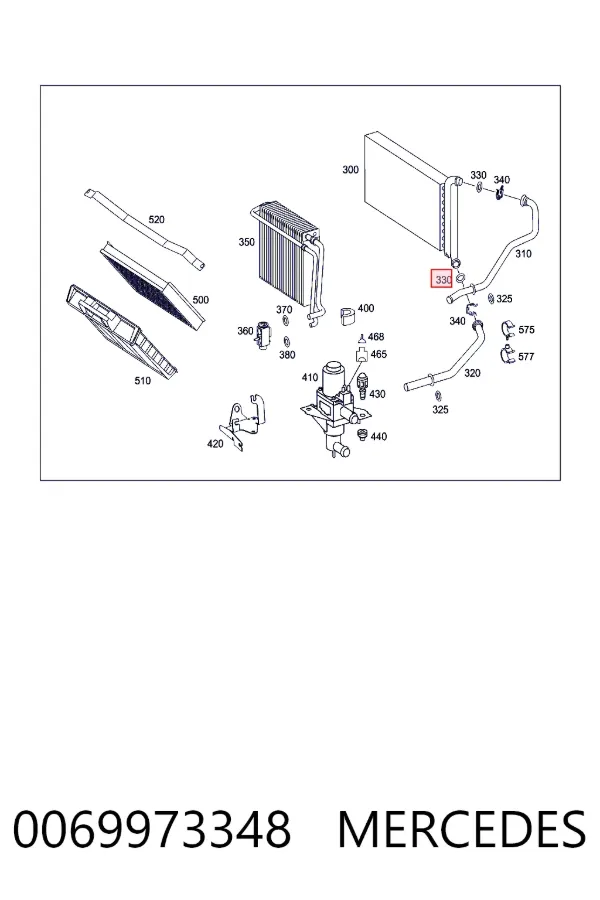 Kit de vedantes de canos derivados do radiador de aquecedor (de forno) 0069973348 Mercedes