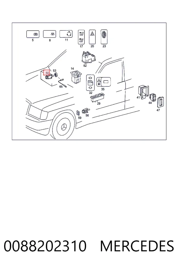 Sensor de fechamento de portas (interruptor de fim de carreira) 0088202310 Mercedes