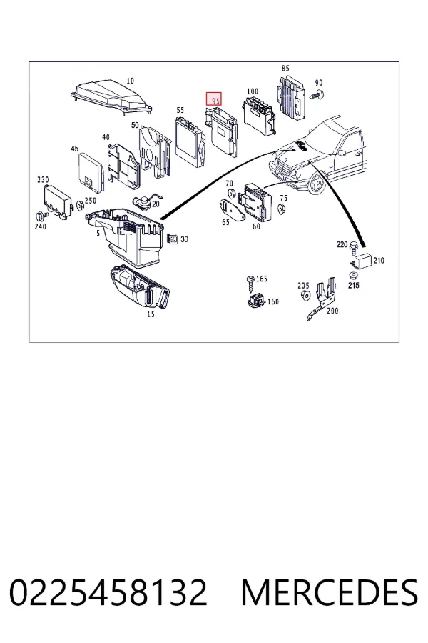 Módulo de direção (Centralina eletrônica) de motor 0225458132 Mercedes