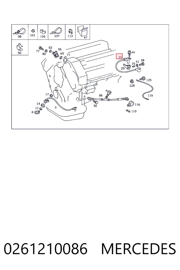 Sensor de posição (de revoluções) de cambota 0261210086 Mercedes