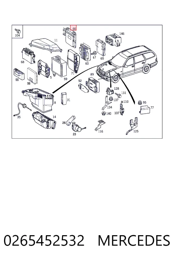 Módulo de direção (Centralina eletrônica) de motor 0265452532 Mercedes