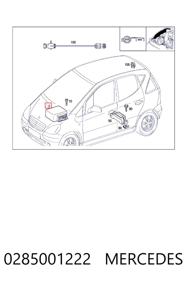 Módulo processador de controlo da bolsa de ar (Centralina eletrônica AIRBAG) 0285001222 Mercedes