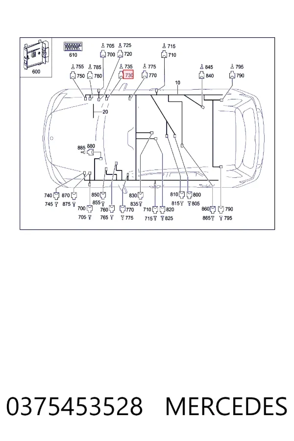 Desengate (ficha) da luz traseira 0375453528 Mercedes