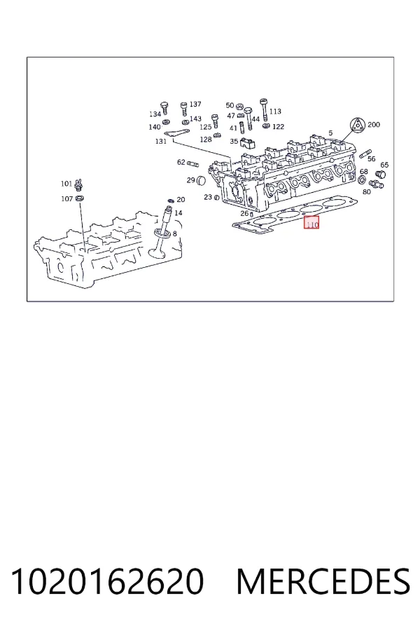 Vedante de cabeça de motor (CBC) 1020162620 Mercedes