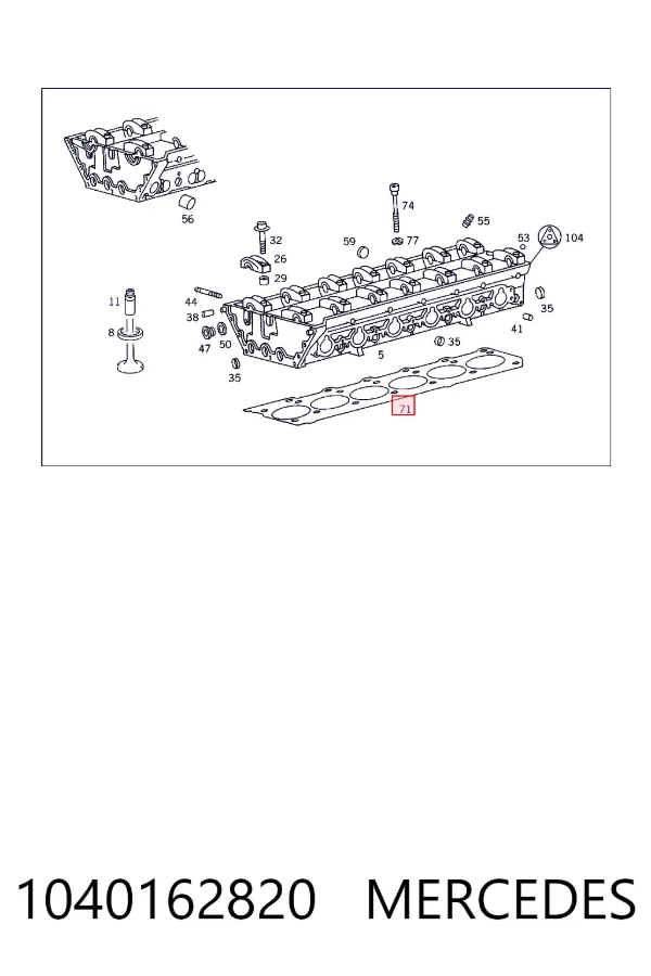 Vedante de cabeça de motor (CBC) 1040162820 Mercedes