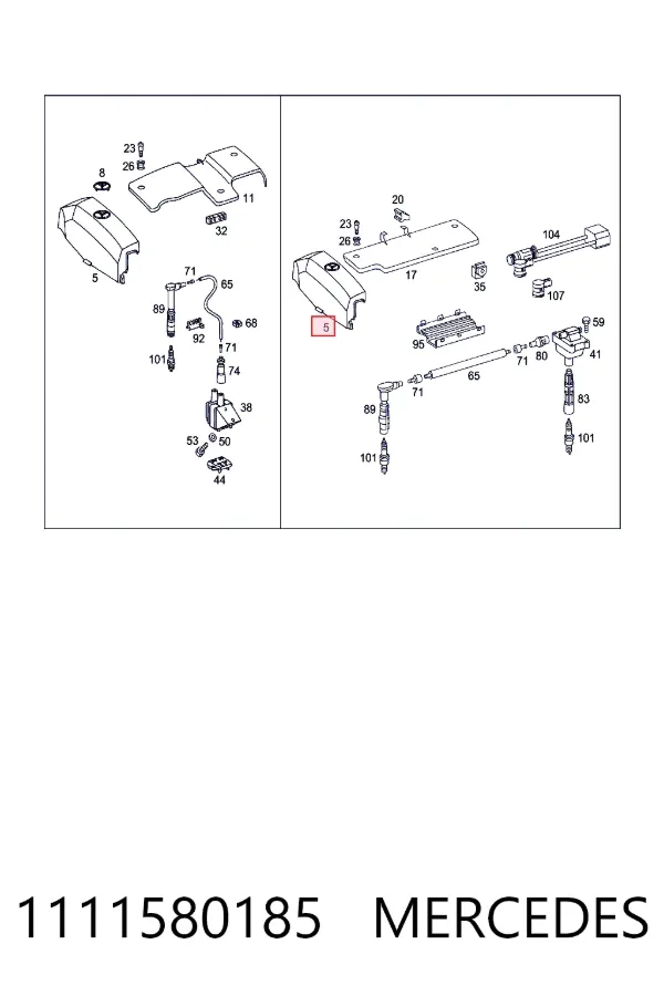 Tampa de motor decorativa 1111580185 Mercedes
