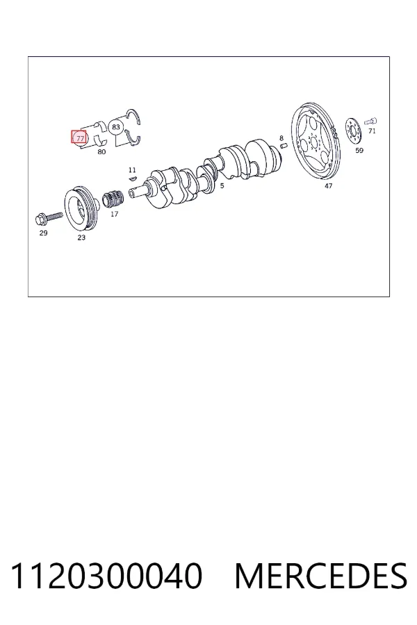 Folhas inseridas principais de cambota, kit, padrão (STD) 1120300040 Mercedes