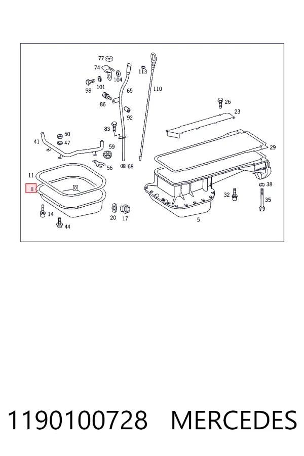 Panela de óleo de cárter do motor A1190100528 Mercedes