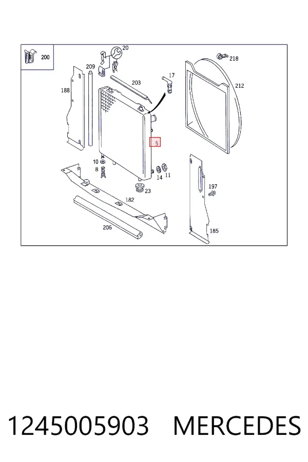 Radiador de esfriamento de motor 1245005903 Mercedes