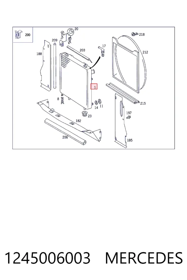 Radiador de esfriamento de motor 1245006003 Mercedes