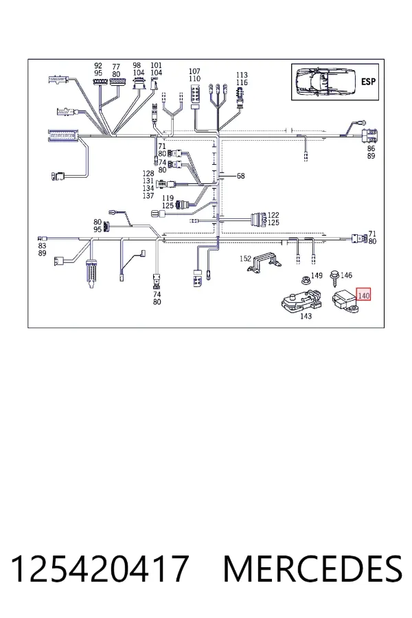 Sensor de aceleração longitudinal 125420417 Mercedes