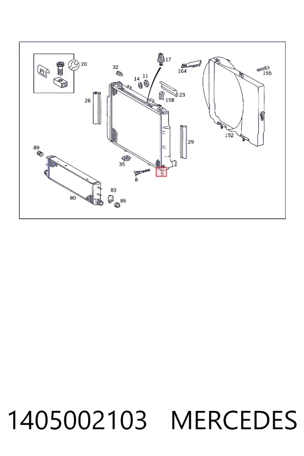 Radiador de esfriamento de motor 1405002103 Mercedes