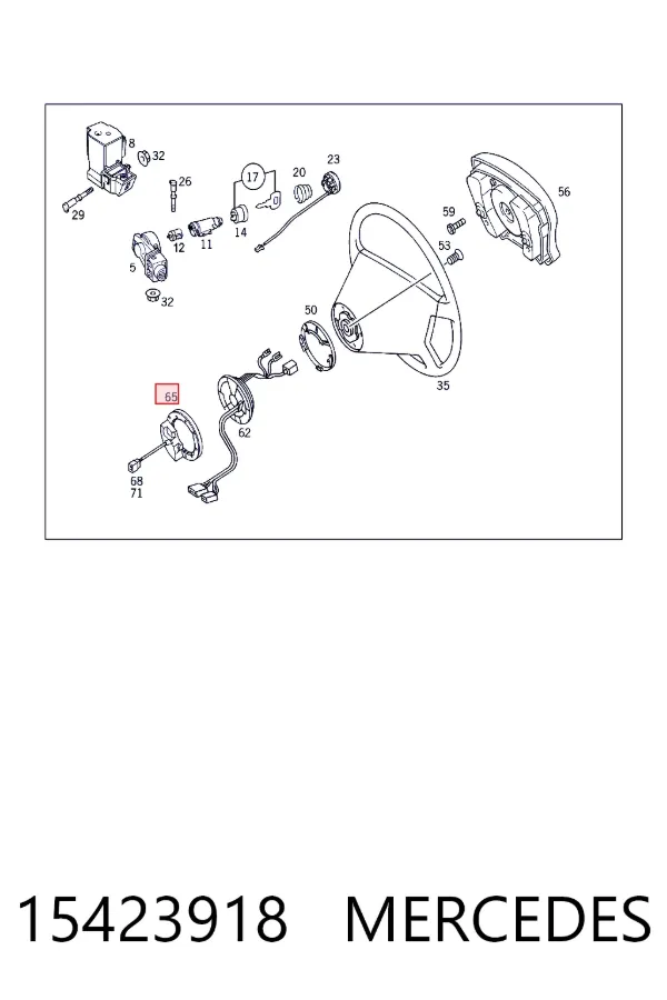 Sensor do ângulo de viragem do volante de direção 15423918 Mercedes