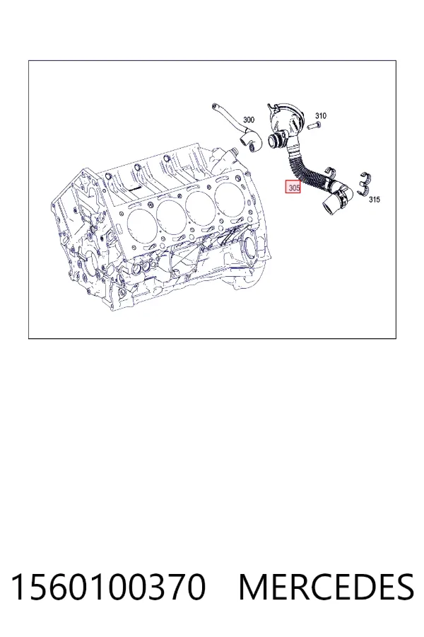Cano derivado de ventilação de cárter (de separador de óleo) 1560100370 Mercedes