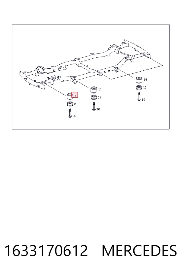 Coxim de chassi (de fixação de carroçaria) 1633170612 Mercedes