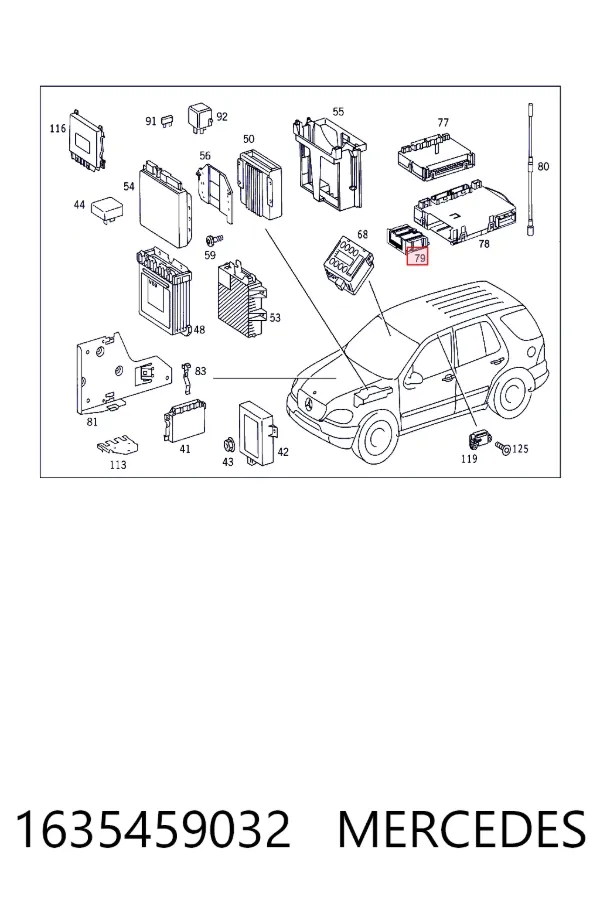 Regulador de revoluções de ventilador de esfriamento (unidade de controlo) 1635459032 Mercedes