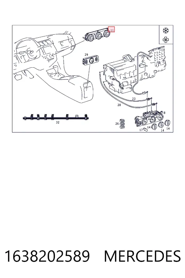 Unidade de controlo dos modos de aquecimento/condicionamento 1638202589 Mercedes
