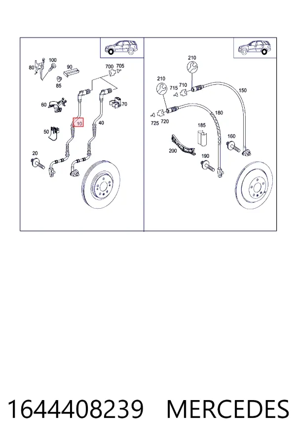 Sensor dianteiro de desgaste das sapatas do freio Mercedes ML/GLE W164