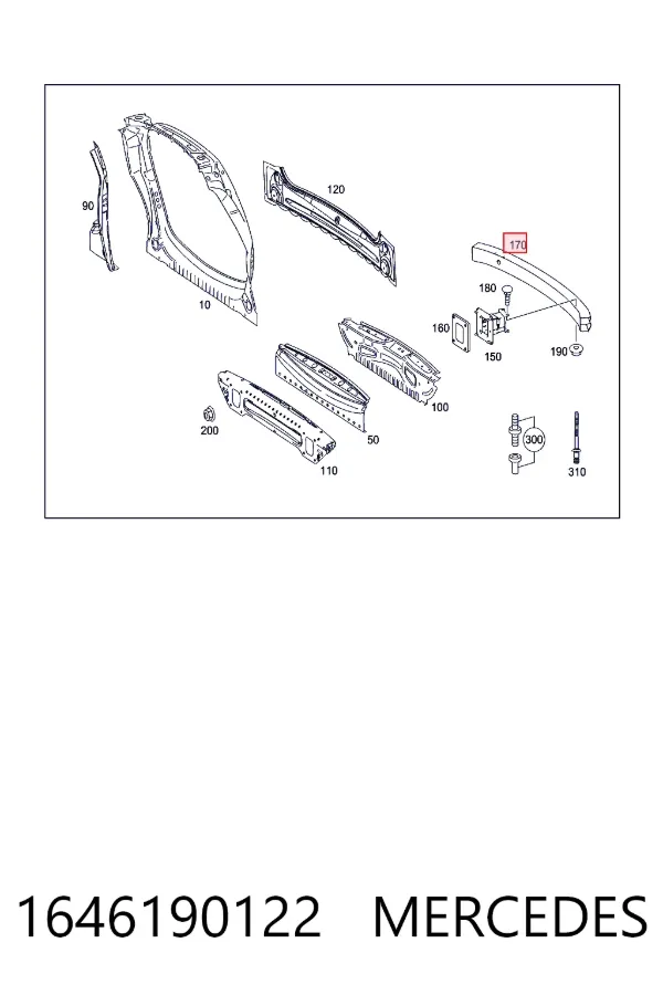 Reforçador do pára-choque traseiro Mercedes ML/GLE W164
