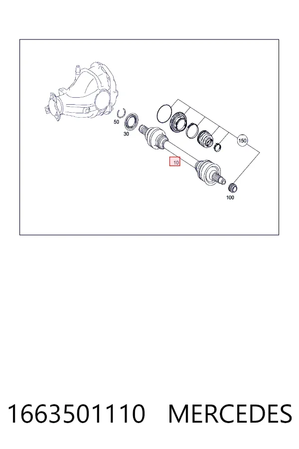 Semieixo traseiro 1663501110 Mercedes