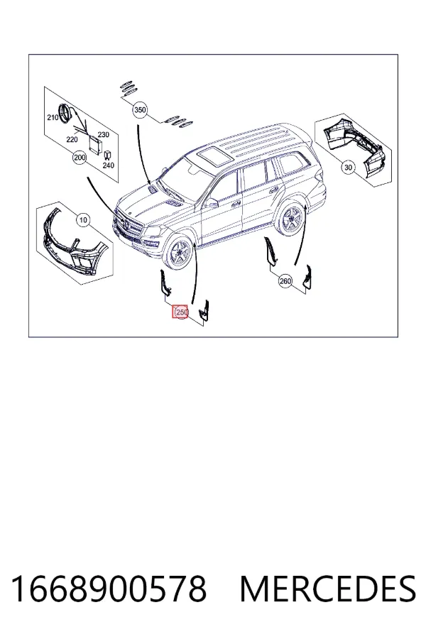 Protetores de lama dianteiros, kit 1668900578 Mercedes